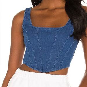 Superdown Mika denim corset top